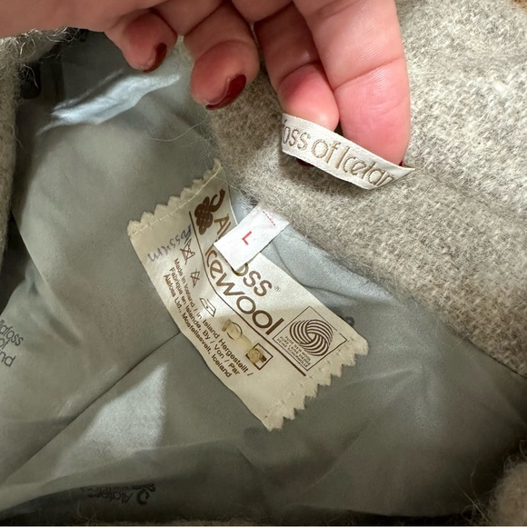 Wool Coat Alafoss of Iceland Icewool Gray Funnel Neck Mid Length Vtg Size Large - Picture 4 of 16